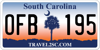 SC license plate OFB195