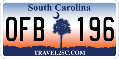 SC license plate OFB196
