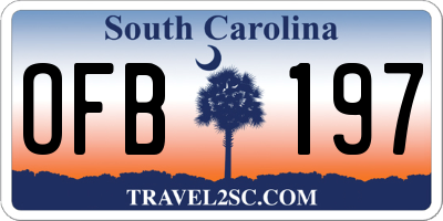 SC license plate OFB197