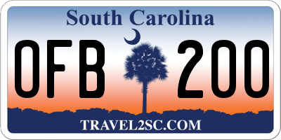 SC license plate OFB200