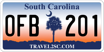 SC license plate OFB201
