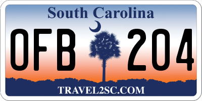SC license plate OFB204