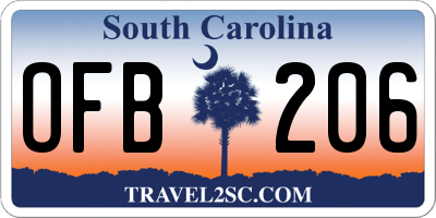 SC license plate OFB206