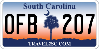 SC license plate OFB207