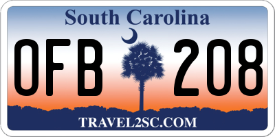 SC license plate OFB208