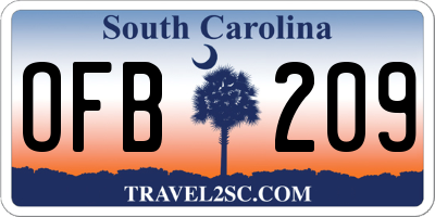 SC license plate OFB209