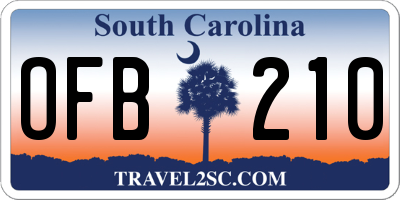 SC license plate OFB210