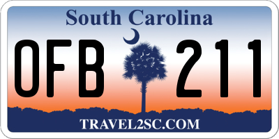 SC license plate OFB211