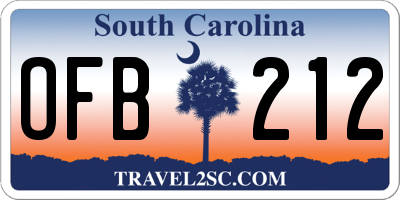 SC license plate OFB212