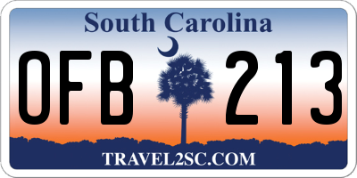SC license plate OFB213
