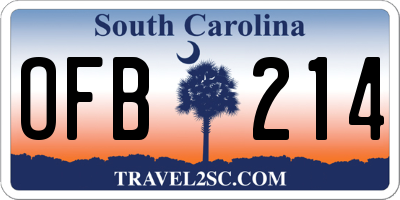 SC license plate OFB214