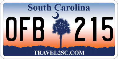 SC license plate OFB215