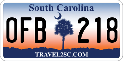 SC license plate OFB218