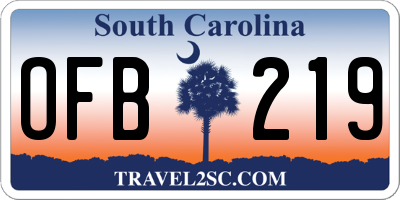 SC license plate OFB219