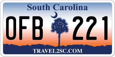 SC license plate OFB221