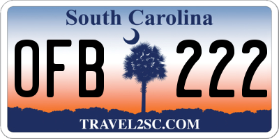 SC license plate OFB222