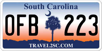 SC license plate OFB223