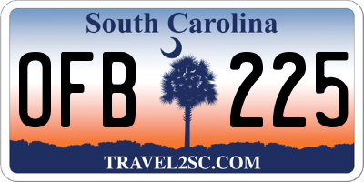 SC license plate OFB225
