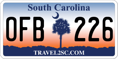 SC license plate OFB226