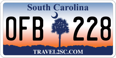 SC license plate OFB228