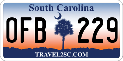 SC license plate OFB229
