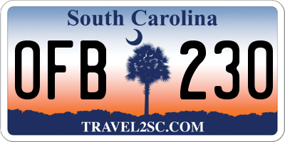 SC license plate OFB230