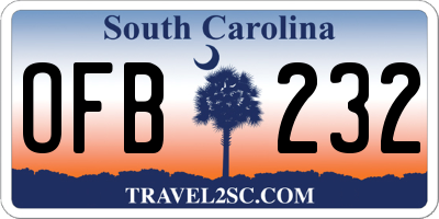 SC license plate OFB232