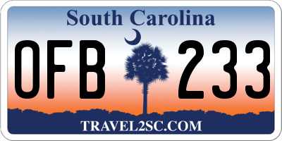 SC license plate OFB233