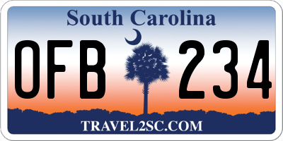 SC license plate OFB234