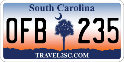 SC license plate OFB235