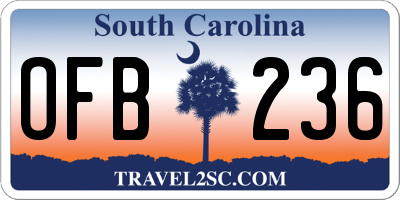 SC license plate OFB236