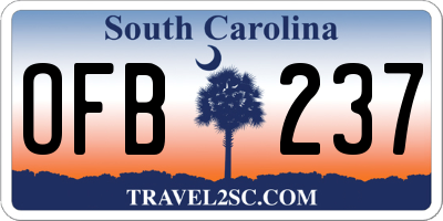 SC license plate OFB237