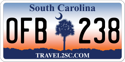 SC license plate OFB238