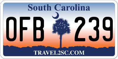 SC license plate OFB239