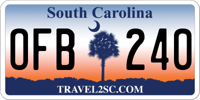SC license plate OFB240