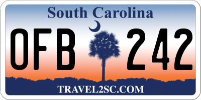 SC license plate OFB242