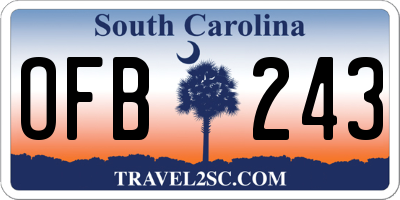 SC license plate OFB243