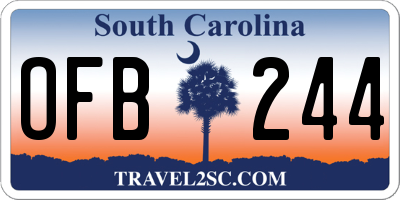 SC license plate OFB244
