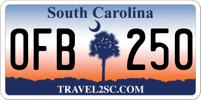 SC license plate OFB250
