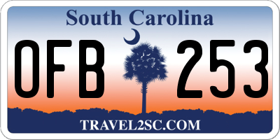 SC license plate OFB253
