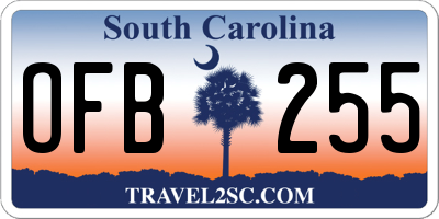 SC license plate OFB255