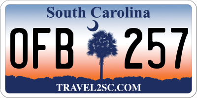 SC license plate OFB257