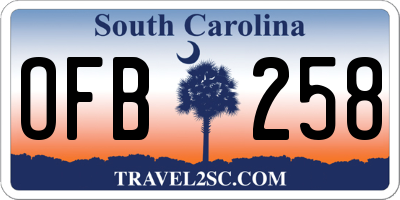 SC license plate OFB258