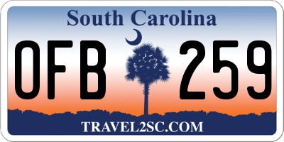 SC license plate OFB259