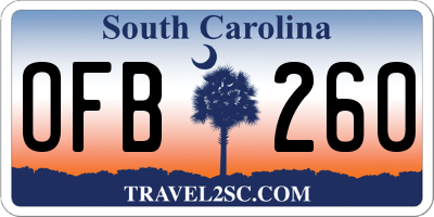 SC license plate OFB260