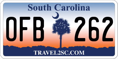 SC license plate OFB262