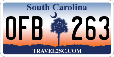 SC license plate OFB263