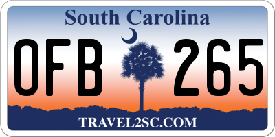 SC license plate OFB265