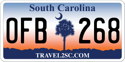 SC license plate OFB268