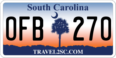 SC license plate OFB270